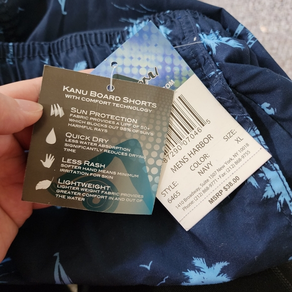 Kanu Surf Men's Harbor Swim Trunks XL Navy Polyester Lightweight Quick Dry Beach - Picture 6 of 12